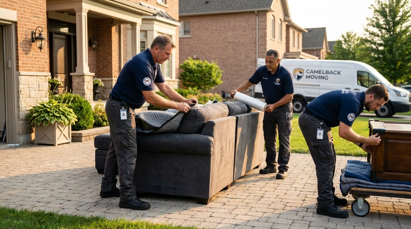 Large estate moving crew wrapping furniture in Convoy, OH